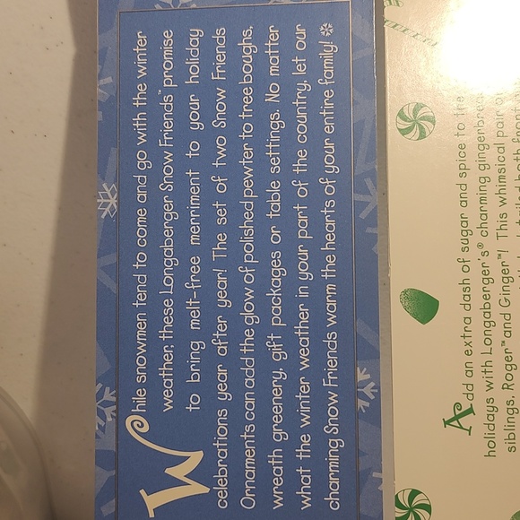 Longaberger 2 Sets Of 2 Vintage Pewter Ornaments Snow Friends And Roger & Ginger - Picture 7 of 12